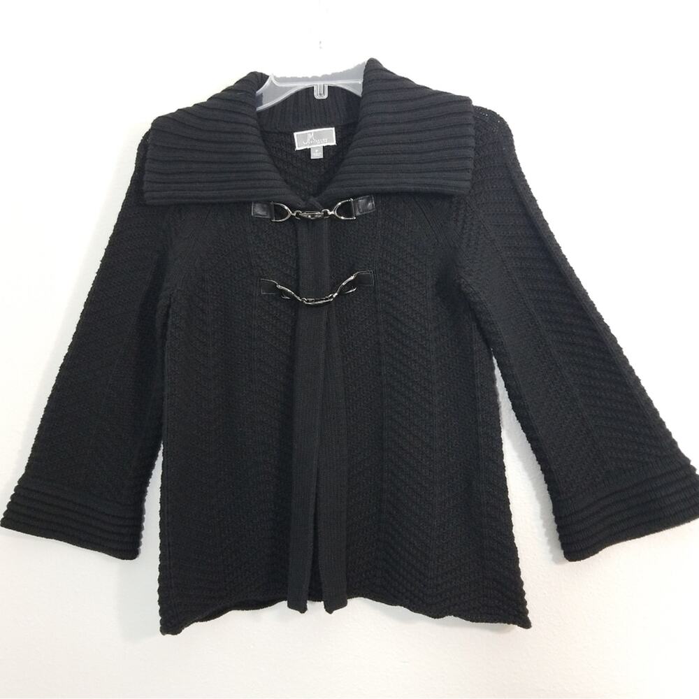 JM Collection gun metal clasp bell sleeve cardigan